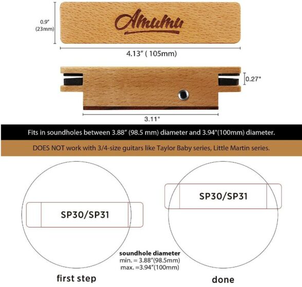 AMUMU Wooden Soundhole Pickup for Acoustic Guitars (SP30) Buy Guitar Gear, Strings & Accessories Online South Africa