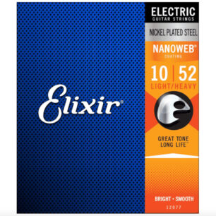 Elixir Light Top/Heavy Bottom Electric Guitar Strings NANOWEB – (10-52)