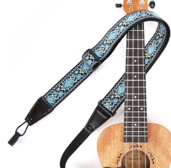Hawaiian Jacquard Blue – Ukulele Strap No Drill Hook Clip Buy Guitars & Accesories South Africa
